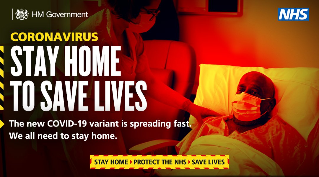 YorksAmbulance's tweet photo. The new variant of COVID-19 is spreading fast and the best thing you can do is #StayHome to protect the NHS. If you do need to leave home for essential travel, please remember to wash your hands, cover your face, make space. Thank you https://t.co/wExpqgnQw7