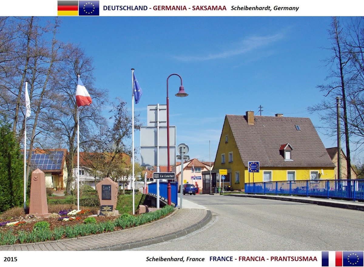 Pillandia's tweet photo. International border between France 🇫🇷 and Germany 🇩🇪 (2015). 
https://t.co/km3qQyf1FB 

#Scheibenhard #Scheibenhardt https://t.co/Yw2OG2ehU7