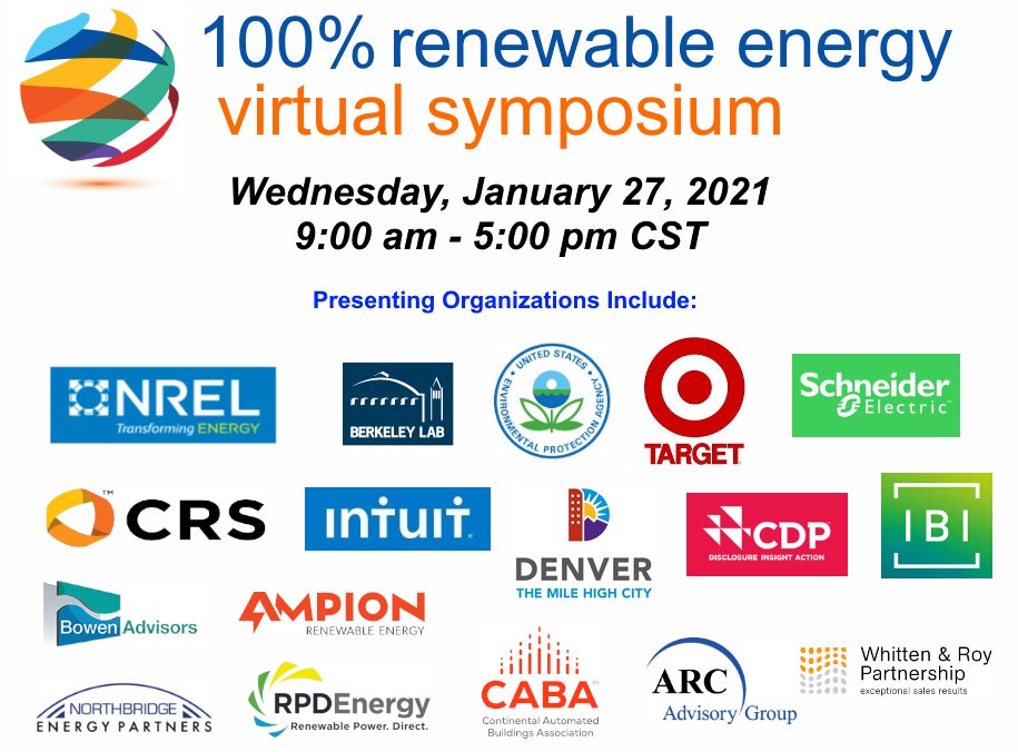 Be sure to attend "Corporate Business Models for 100% Renewable Energy" @ SGO's virtual conf on Jan. 27 rb.gy/ms6ox0  Schneider Electric, Bowen Advisors, Ampion, RPD Energy, Intuit, and NorthBridge Energy Partners. Register today!