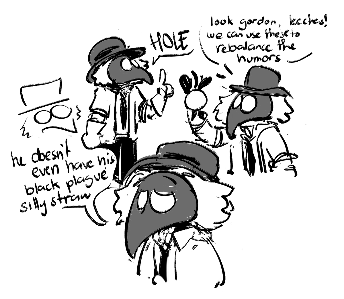 aaaaaaaaaand i think this is the only piece of hlvrai fanart i've ever done. plague doctor coomer