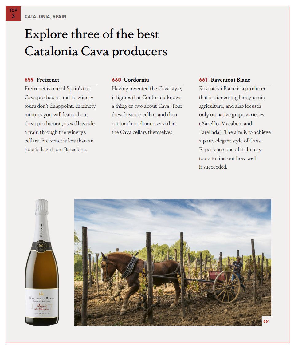 RaventosiBlanc's tweet photo. We have the honor to appear in the amazing book
📚The Wine Lover's Bucket List: 1,000 Adventures in Pursuit of #Wine by @simonjwoolf
🍾"#RaventósiBlanc is a producer that is pioneering #biodynamicAgriculture, and also focuses only on #nativegrape varieties"🍇 https://t.co/dcY2fRzcEd