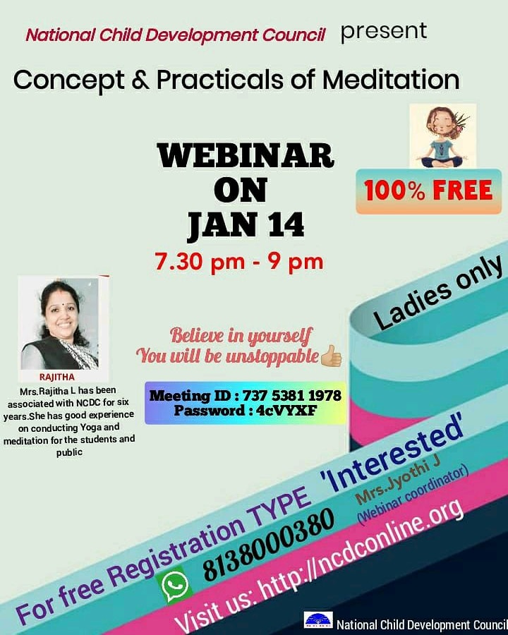 RashmikaSoman's tweet photo. Webinar on meditation for ladies
#advancedmeditation
#meditation #babaalexandernewdelhi https://t.co/iANS6UYvvB