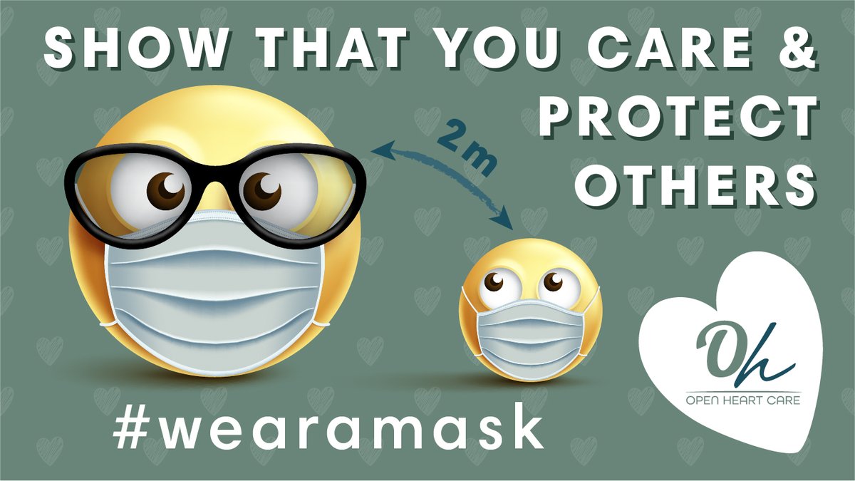 OpenHeartCare_'s tweet photo. Protect others by wearing a mask in situations where you are in close proximity to people. This small action also shows that you care. Many people are afraid so this can provide a little bit of reassurance. Remember - keep the 2 metre social distance. #WearAMask #Covid19UK https://t.co/rJQcKLqWSO