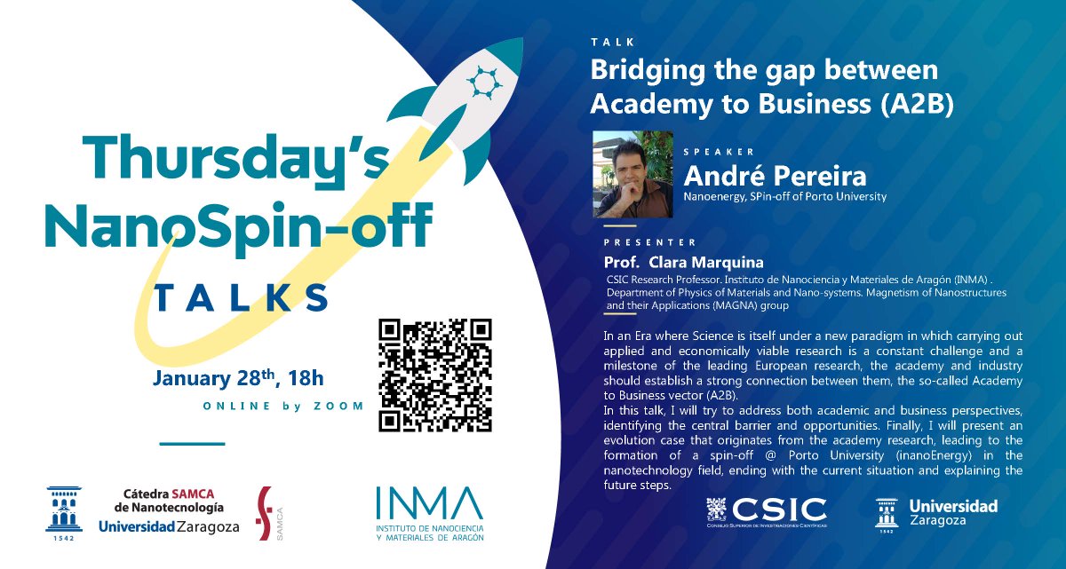 INA Unizar (@ina_unizar) on Twitter photo ✍️Anotalo en tu 🗓️. El próximo JUEVES 18 de enero siguiente Talk dentro del programa “Thursday´s Nano-Spinoff Talks” de la Cátedra SAMCA de Nanotecnología <a href="/CatedrasUnizar/">Cátedras Unizar</a> <a href="/ICMA_Aragon/">ICMA-Instituto de Ciencia de Materiales de Aragón</a>
⏯️zoom: bit.ly/35ChmM6 ✍️Anotalo en tu 🗓️. El próximo JUEVES 18 de enero siguiente Talk dentro del programa “Thursday´s Nano-Spinoff Talks” de la Cátedra SAMCA de Nanotecnología <a href="/CatedrasUnizar/">Cátedras Unizar</a> <a href="/ICMA_Aragon/">ICMA-Instituto de Ciencia de Materiales de Aragón</a>
⏯️zoom: bit.ly/35ChmM6