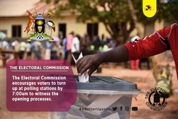 OfficialPlayer7's tweet photo. @UgandaEC encourages voters to turn up at polling stations by 7am to witness the opening process. #VoteSevo #M7UGsChoice #SecuringYourFuture #ABetterUganda https://t.co/J9FoqqiwG3
