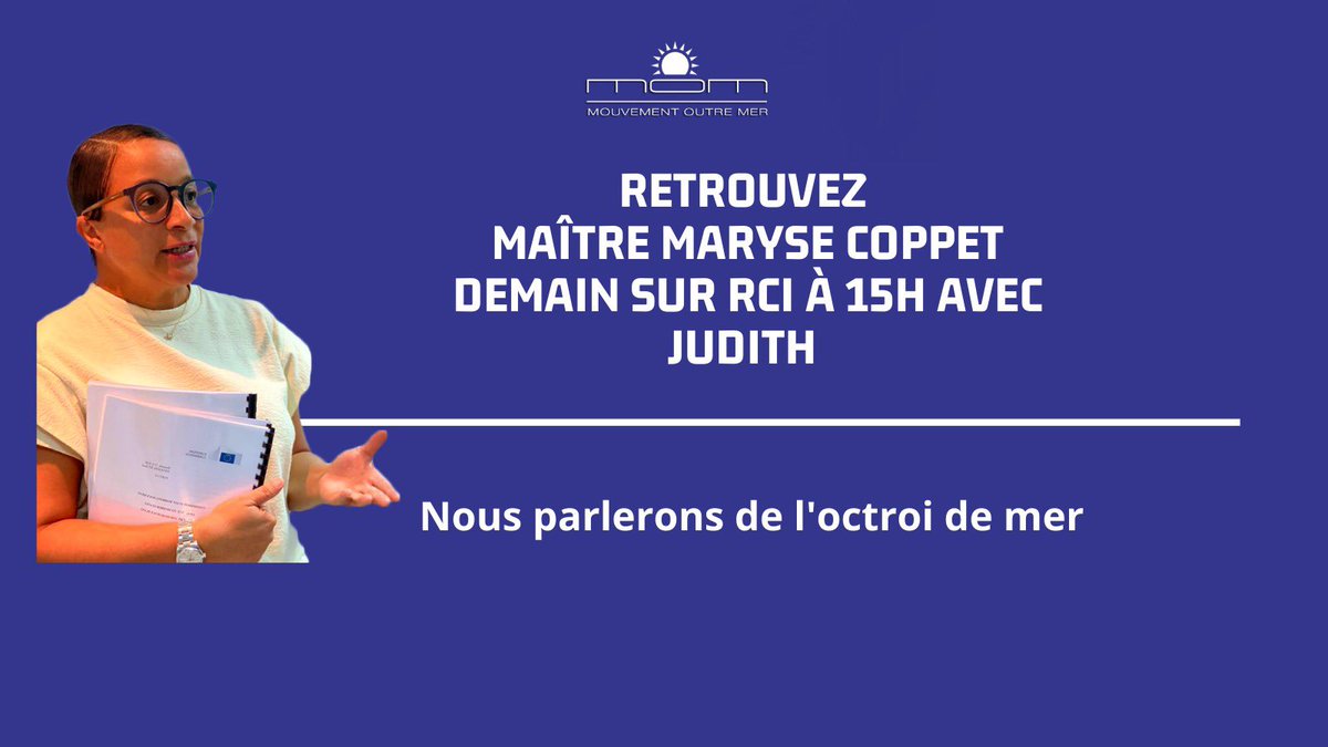 Maryse_Coppet's tweet photo. Retrouver moi aujourd’hui à 15h sur #rci nous allons parler de l’ #octroidemer #Guadeloupe #martinique #reunion #crefom @EU_Commission @ElisaFerreiraEC @jwojc https://t.co/1usApZOGWz