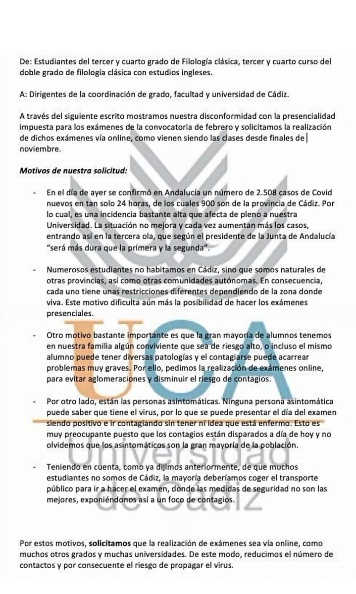 AlarmaUca's tweet photo. Otro más en el día de hoy, tercer y cuarto curso del grado de Filología Clásica. #AlarmaUca #ExamenesOnlineEspana #ExamenesOnlineYa https://t.co/iJmXtHCKKG