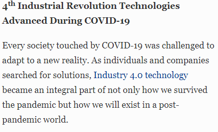 What’s Been The Impact Of Covid-19 On The 4th Industrial Revolution?  #4IR  #FourthIndustrialRevolution https://www.forbes.com/sites/bernardmarr/2020/12/21/whats-been-the-impact-of-covid-19-on-the-4th-industrial-revolution/