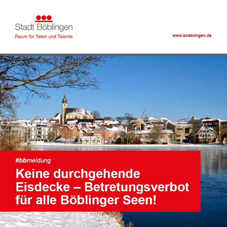 #bbmeldung: Für alle Böblinger Seen gilt ein Betretungsverbot:
Kein Böblinger See ist zum Betreten freigegeben ❗ 

👉 Bitte auf Hinweisschilder vor Ort achten! Bei grünen Schildern wird das Betretungsverbot aufgehoben.

#stadtbb #stadtböblingen #böblingen #dagersheim #winter
