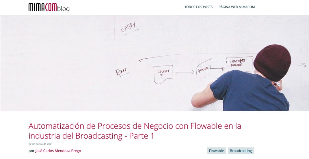 mimacom_es's tweet photo. ¡Año nuevo, #blogposts nuevos!
👀Échale un vistazo al nuevo post de José Carlos Mendoza Prego
 “Automatización de Procesos de Negocio con Flowable en la industria del Broadcasting”:
https://t.co/rekBPWOcit
#Techblog #Flowable #BPM #Broadcasting @FlowableGroup @apachekafka https://t.co/8Wj7fyN6jL