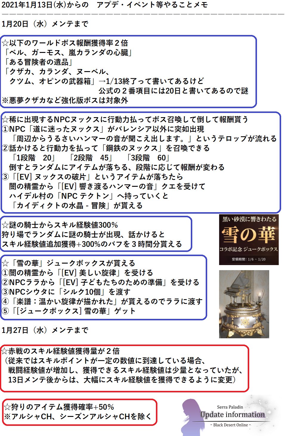 セラの聖騎士 黒い砂漠pc １月１３日のアプデ イベント 馬レース等のまとめ 馬レースは参加 報酬までの簡易まとめだけなので もっと細かいやり方や攻略などはご容赦下さい それとなかなかマッチングせず入れないことが現状あるけど実装日当日なので
