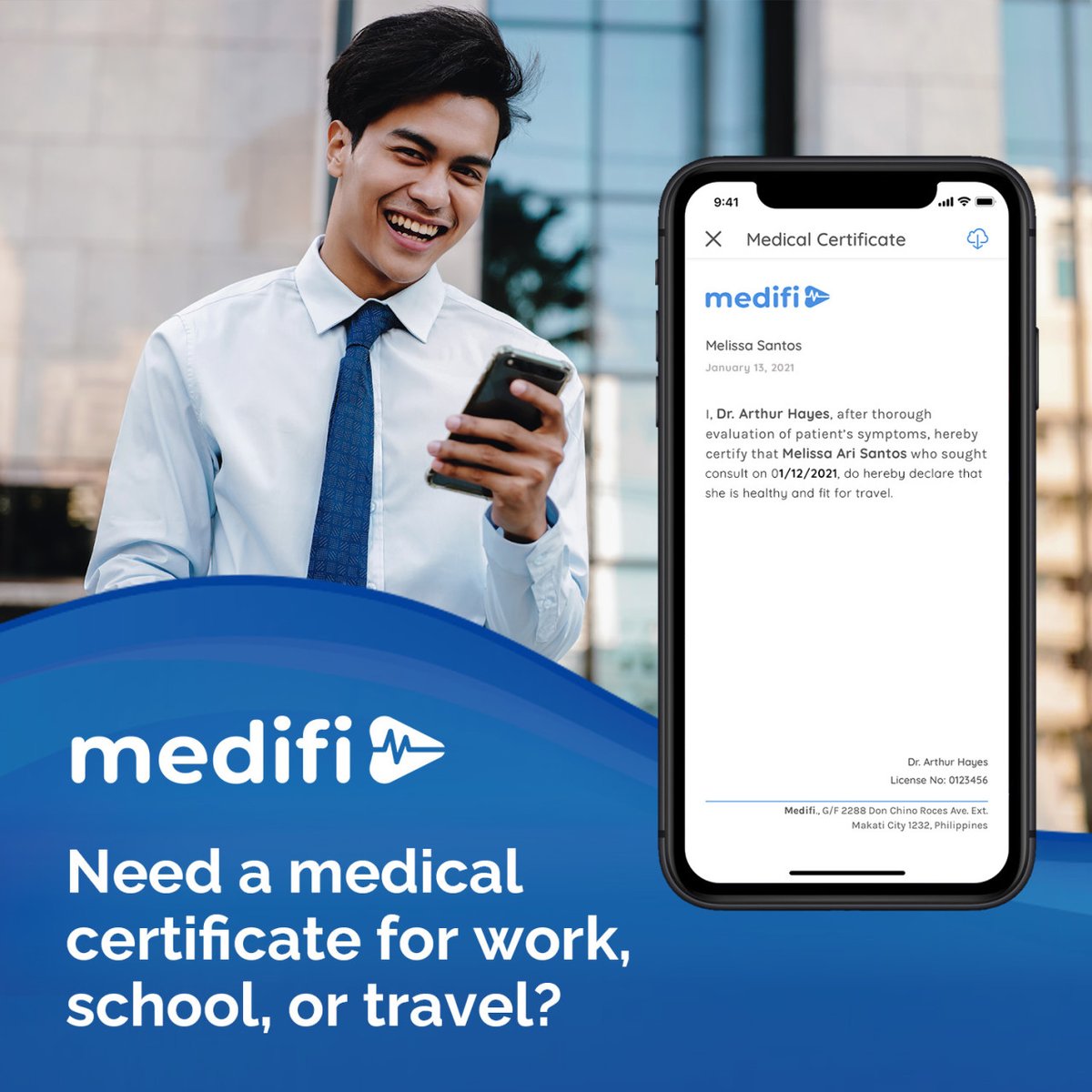 betterclinic_ai's tweet image. Need a #MedicalCertificate for work, school or travel? MEDIFI can help! Get a #prescription or a medical certificate straight to your mobile phone when you #ConsultFromHome using the MEDIFI for Patients app. Download the MEDIFI for Patients App at get.medifi.com