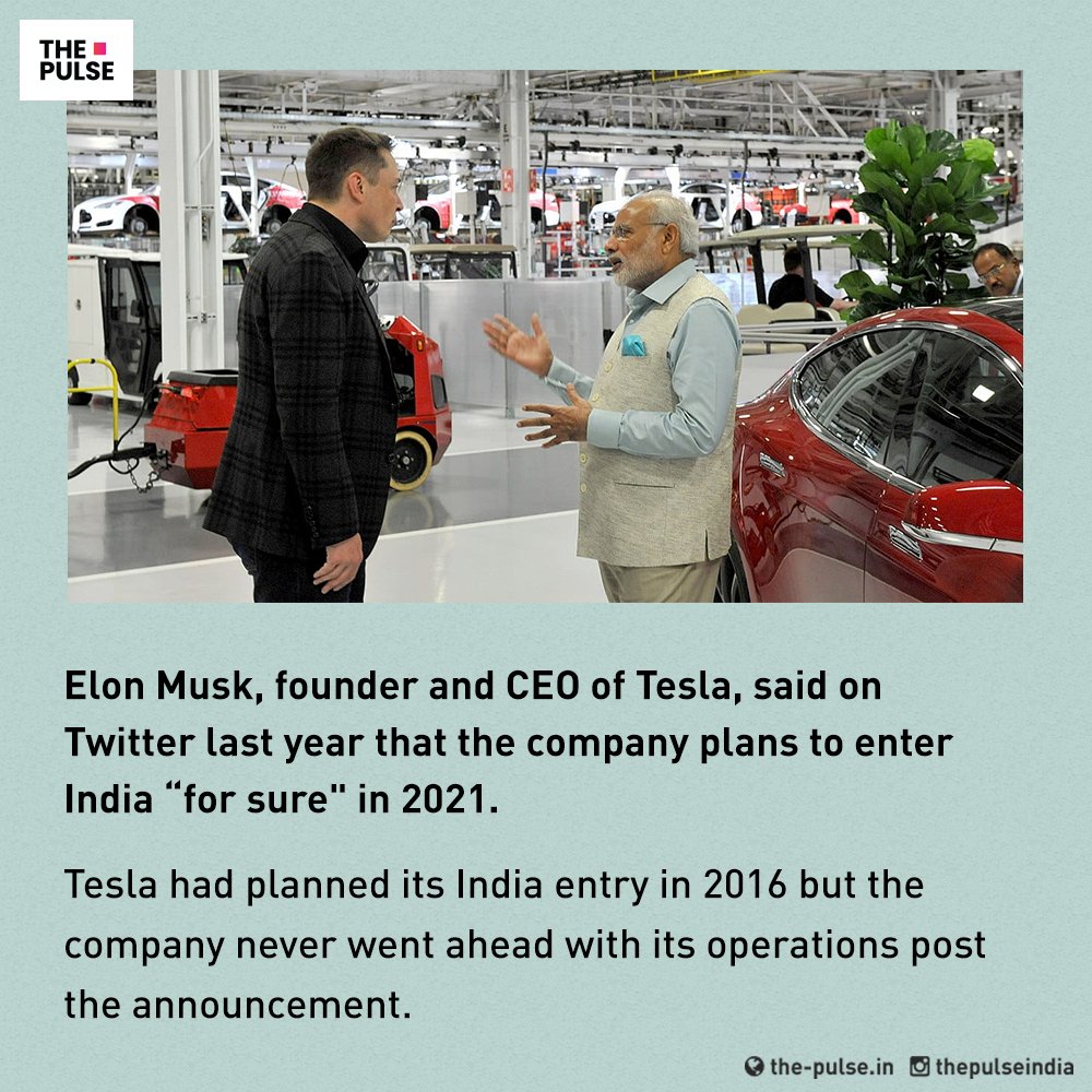 ThePulseIndia's tweet photo. US electric car giant Tesla finally made its entry in India and registered as a company in Karnataka's Bengaluru.
Some details ๐
#Tesla #ElectricCars #ElonMusk #ThePulse #PulseIndia https://t.co/MAu4aRVeYQ