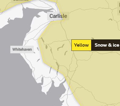 StevenLBell's tweet photo. Cumbria has ordered more road salt as temperatures are predicted to drop over the next 10 days. A snow and ice warning is in place until tomorrow night https://t.co/zergxYIZm4