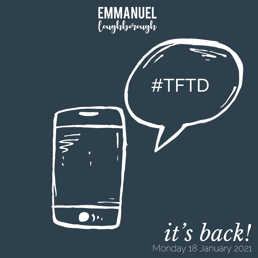 IT'S BACK! From Mon 18 Jan, we'll be posting a Thought For The Day on all our social media channels, and we'll be looking at God's promises. Mon - Fri, 9am, on Facebook/Instagram/YouTube.

#TFTD #loughborough #lboro #thoughtfortheday #godspromises #onlinechurch #churchonline