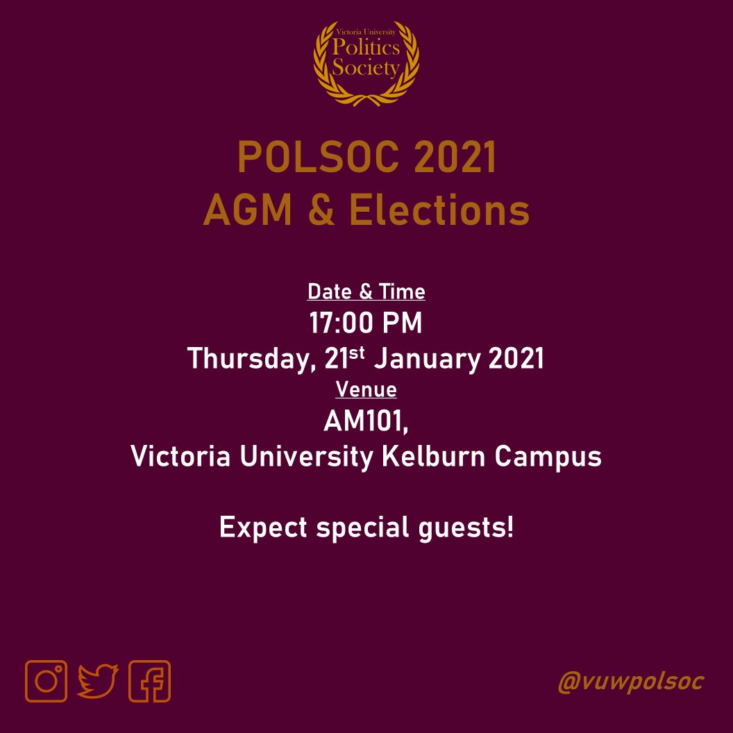vuwpolsoc's tweet photo. We are a go!
Come along, network and have your say in the future administration. You could even be leading it!
Register and follow the FaceBook event for updates: https://t.co/TdoIXTh17z https://t.co/D9xyiS8ufF
