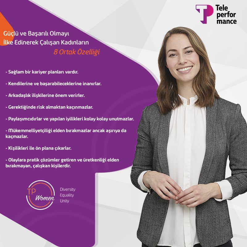 Hem profesyonel hem de özel yaşantılarında güçlü ve başarılı olmayı ilke edinmiş kadınlarımız için kazandıran ipuçları nelerdir? Hepimizin bildiği güzel önerilere bir göz atalım. ✨ #TPWomen #TeleperformanceTurkey