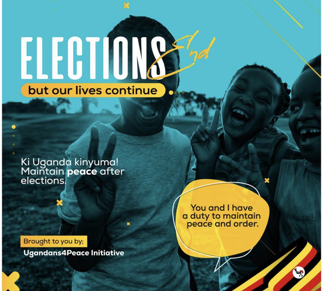 OfficialPlayer7's tweet photo. The future of every child, every family, every party, every institution and every Ugandan comes down to the decision we make today. 

There will be Uganda after elections, choose peace for today &amp; tomorrow. 
#IChoosePeace #ABetterUganda #SecuringYourFuture https://t.co/S9aEOWVm66
