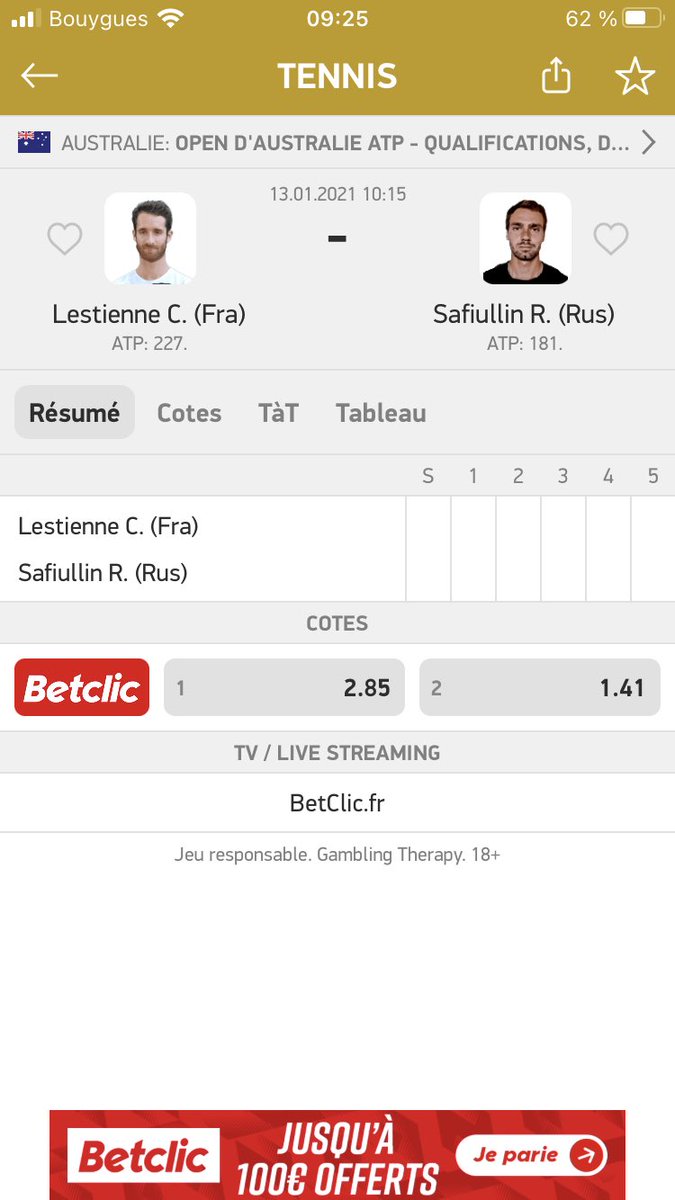 PronosMatrix's tweet image. Tennis🎾/ QUALIF #AusOpen  🇦🇺

💥 Victoire Barrere ( VS Ferreira Silva)
@ 1,63

💥 à tenter : Victoire Lestienne ( VS Safiulli) 
@2,85 

GL à ceux qui suivent 🤞🏼

#TeamParieur