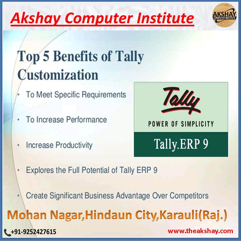 AkshayComputer9's tweet image. Tally helps in maintaining financial record of the company that includes net deductions, taxes, bonuses, and net payment. 
#aci #akshaycomputerinstitute 
#acihindaun
#tallycourses
#advantage 
#benifittally
#computercourses
#courses
#joincourses 
#advantagetally