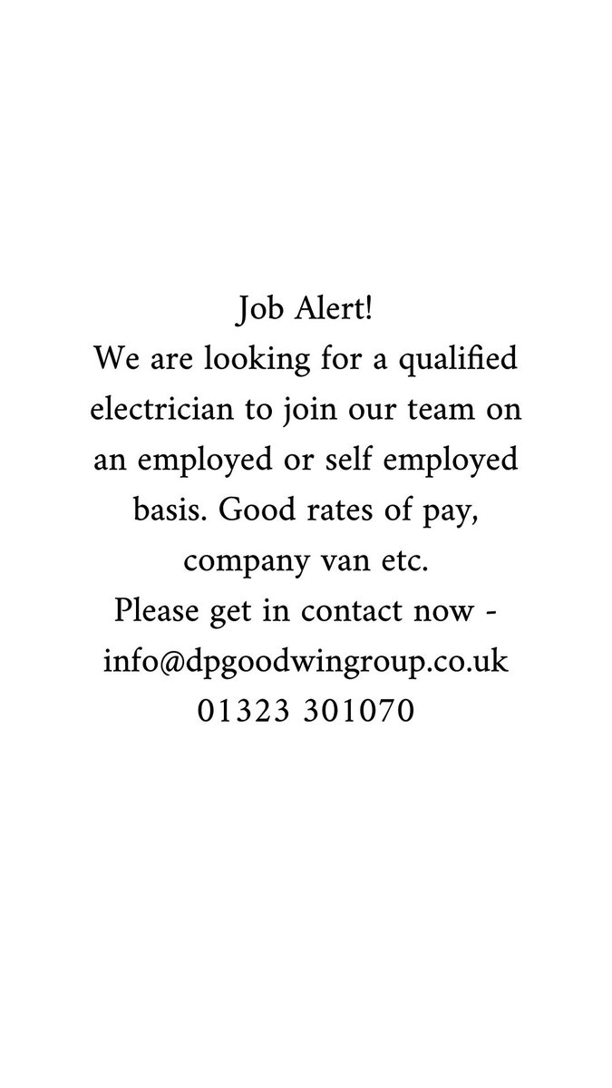 DPGoodwinelec's tweet image. New job alert!!