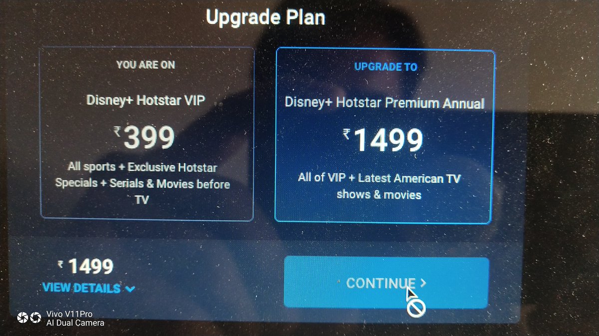 nikhil_arvind's tweet photo. @DisneyPlusHS I am on VIP plan, and I want to upgrade to Premium, but I am not able to do so. The button to Continue is inactivated. Refer screenshot attached. https://t.co/FgyogN4HoP