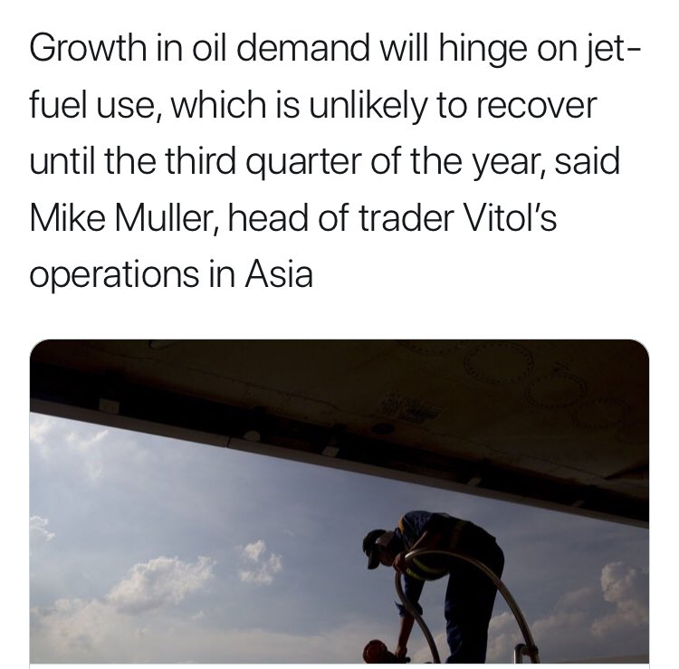 According to Bloomberg <a href="/business/">Bloomberg</a> report “Growth in Int’l Oil demand will depend on Aviation, which is unlikely to recover until Q3 2021” said <a href="/michaelwmuller/">Mike Muller</a> Head of Trader, Vitol’s Operations Asia
