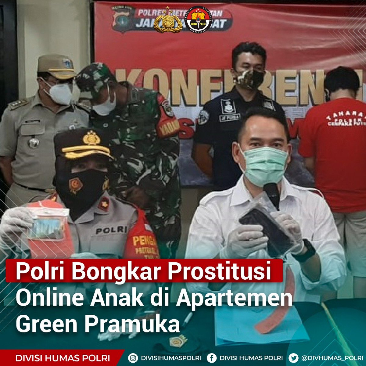DivHumas_Polri's tweet photo. Polres Metro Jakarta Pusat mengungkap praktik prostitusi online yang melibatkan anak di bawah umur di Apartemen Green Pramuka, Jakarta Pusat. Sebanyak 12 orang perempuan diketahui merupakan anak di bawah umur. https://t.co/w8czsuxLf6