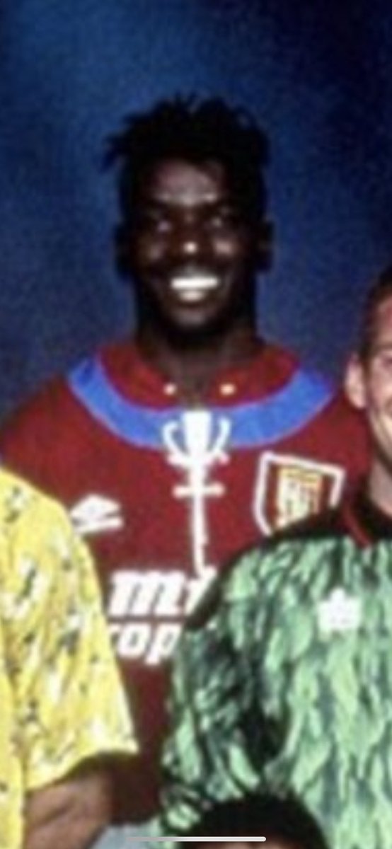 Tony Daley was an exciting talent on his day, but what the heck is he wearing?! Could Aston Villa not get the rights to their own kit? Introducing Toady Ladey of West Midlands Village.