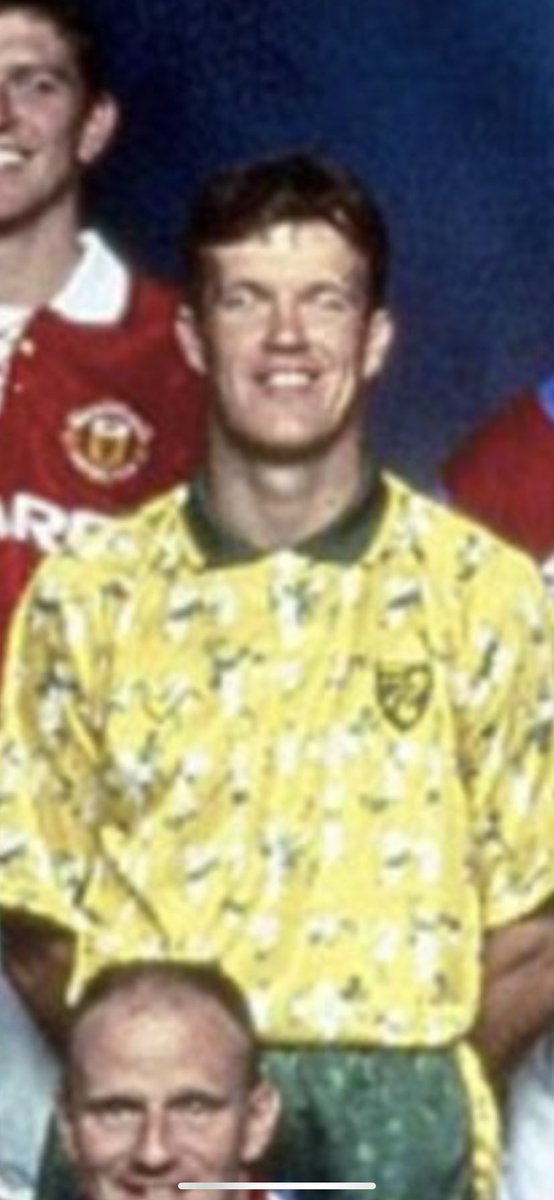 Ian Culverhouse looks pretty normal actually. And nice that Norwich let a horse with DNA abnormalities design their kit that year. Always doing a lot in the community, the Canaries.