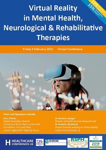 rossobr1en's tweet photo. Please join me and a stellar international panel at Virtual Reality in Mental Health Neurological & Rehabilitative Therapies Conference this Feb. Very excited for this one! https://t.co/zab5ZORqLV #VirtualRealityMH @hcuk_clare #XR #VR #MR #AR https://t.co/ximm36Qt8D