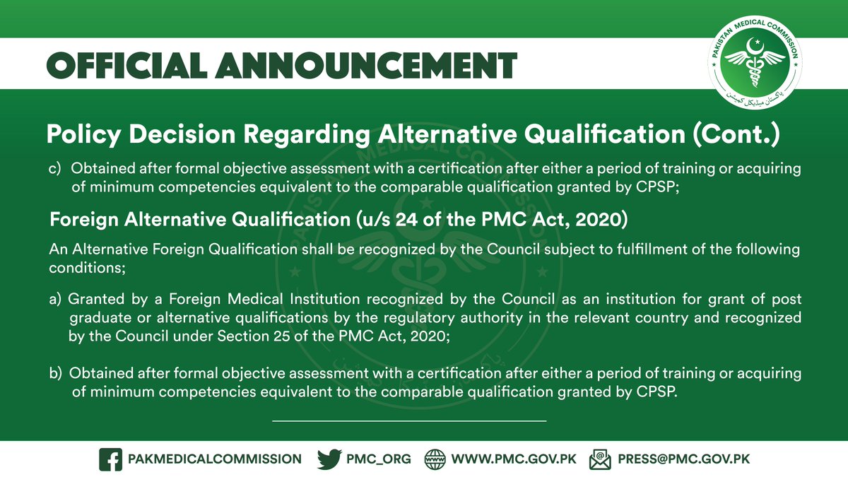 pmdcofficial's tweet photo. Important policy decision regarding Alternative Qualifications. https://t.co/KEBe8wI4cW