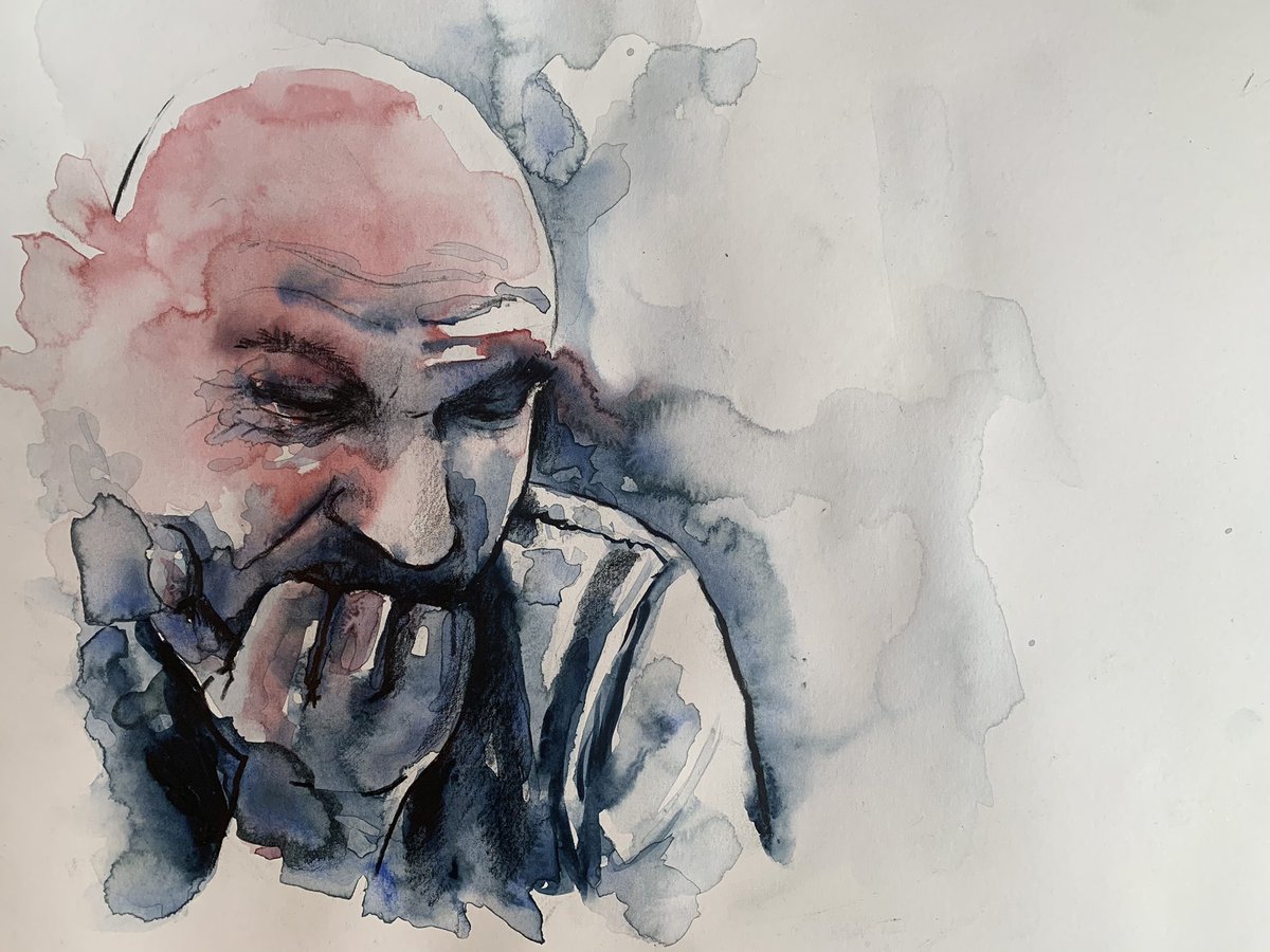 drawbarksdraw's tweet photo. This is the first #selfportrait I’ve done in years. #artist #ArtistOnTwitter #illustration #figurativeart #paintingoftheday https://t.co/hgqpPVc4oG