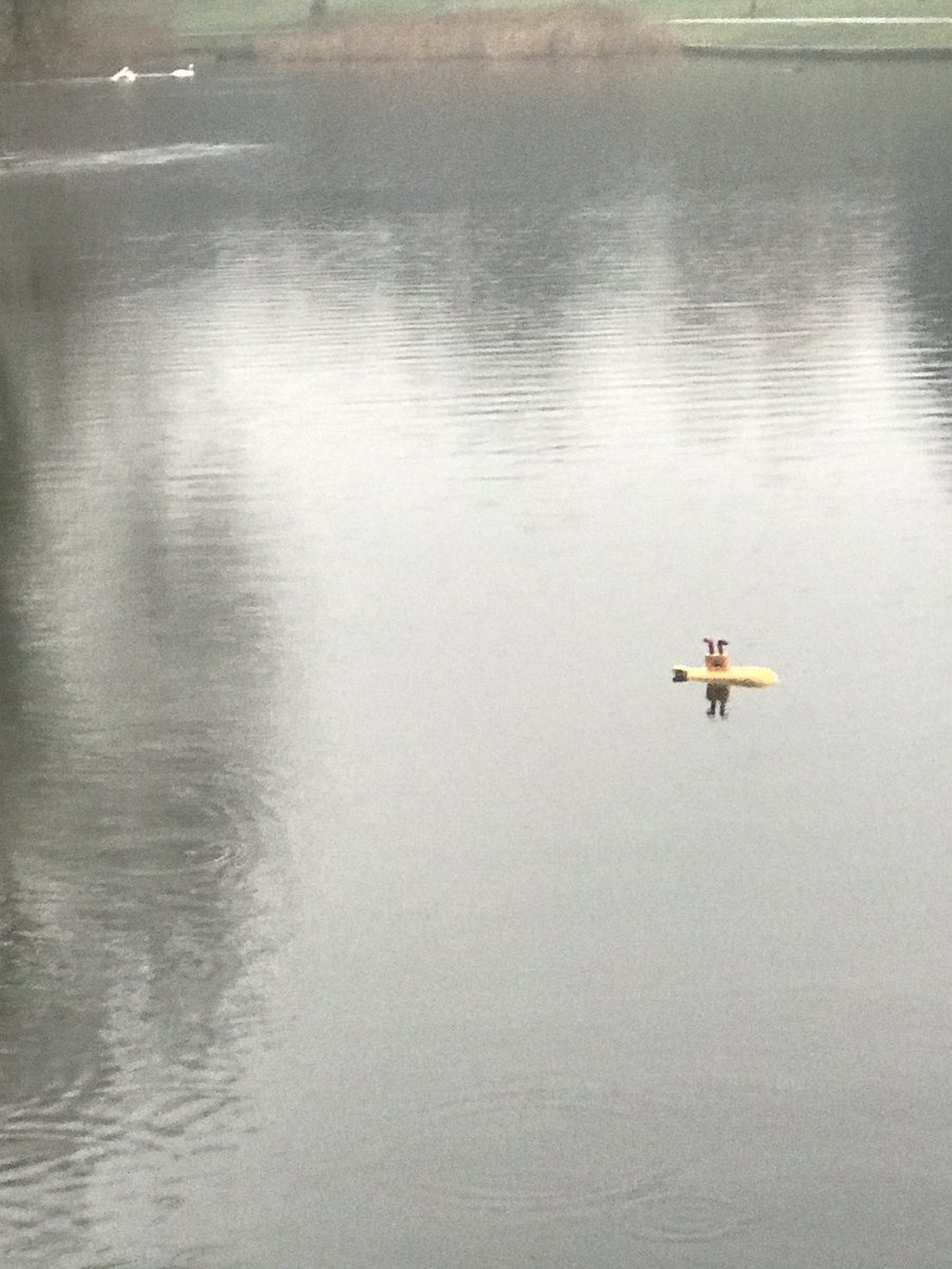 TeaStreetBand's tweet photo. Someone’s put the yellow submarine in princes park lake and it’s be best thing I’ve seen today. https://t.co/TLLAzQRPfp