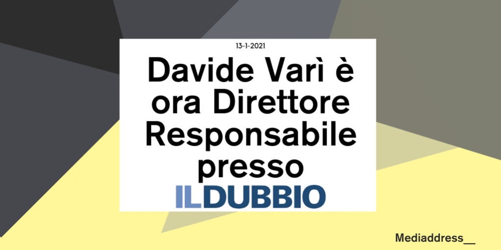 ➡ È cambiato l'incarico per Davide Varì che ora è Direttore Responsabile presso la redazione dei "Il Dubbio"!

#ildubbio #quotidiano