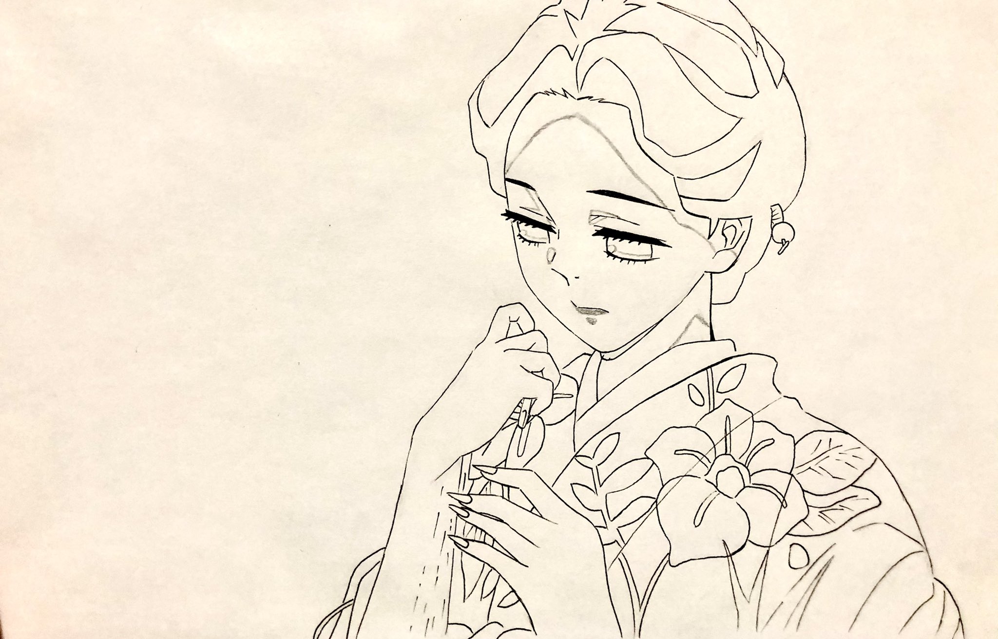 とうふ 珠代さんを模写 やっと塗れた 珠代さんって外見もさることながら性格も何をとってもなんか美しいですよね 血気術でさえも綺麗 ほんとに大和撫子って言葉がピッタリ お絵描き 模写 お絵描き好きさんと繋がりたい 鬼滅の刃 鬼滅の刃
