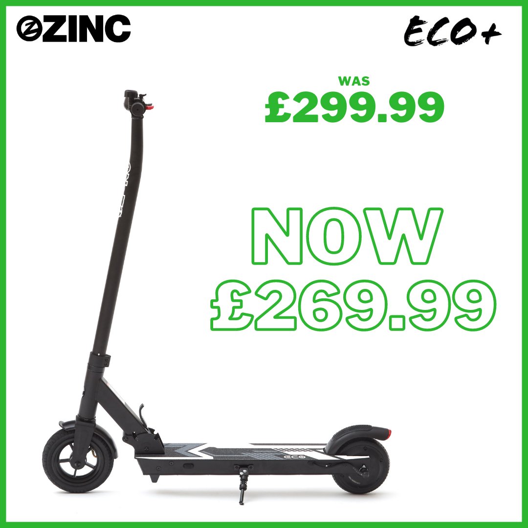 epoweredshop's tweet photo. Zinc Eco+ Electric Scooter - £269.99
> Max speed 15.5mph/25kph
> 8.7m/14km range
> 8” Front Wheel with Air-blown Tyre
> 6.5” Solid Rear Wheel
> Charges in 3-5hours
> For ages 14yr+
#zinc #zincsports #escooter #eco+ #ecoplus #epowered #electricscooter https://t.co/FMUv07SIvU https://t.co/rPvK91dieA