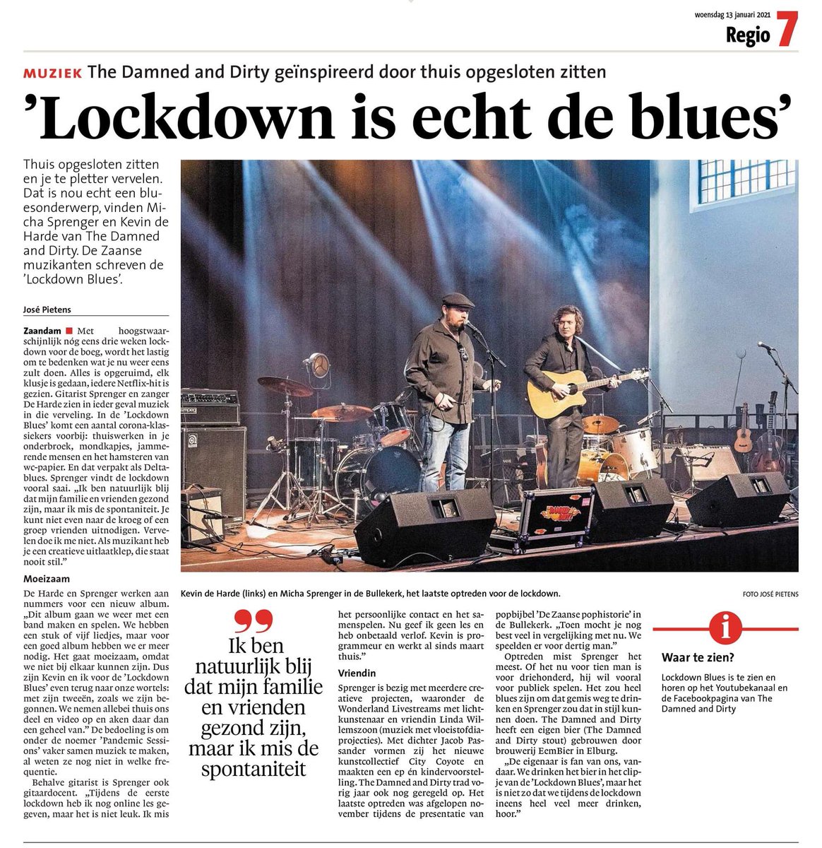 In het NHD vandaag met onze #lockdownblues youtube.com/watch?v=5UuVZA… #lockdown