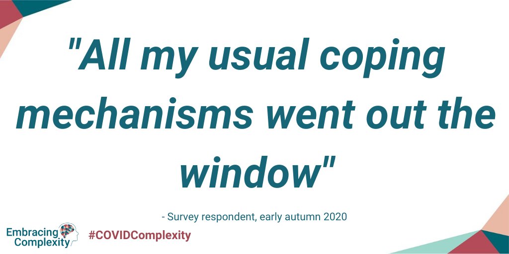 THREAD: Yesterday we launched  #COVIDComplexity, highlighting the experiences of over 150 people with neurodevelopmental conditions, families and carers during the  #COVID19 pandemic.The full briefing is at  http://bit.ly/2XzvqRW&nbsp;, or read on for a summary: (1/8)