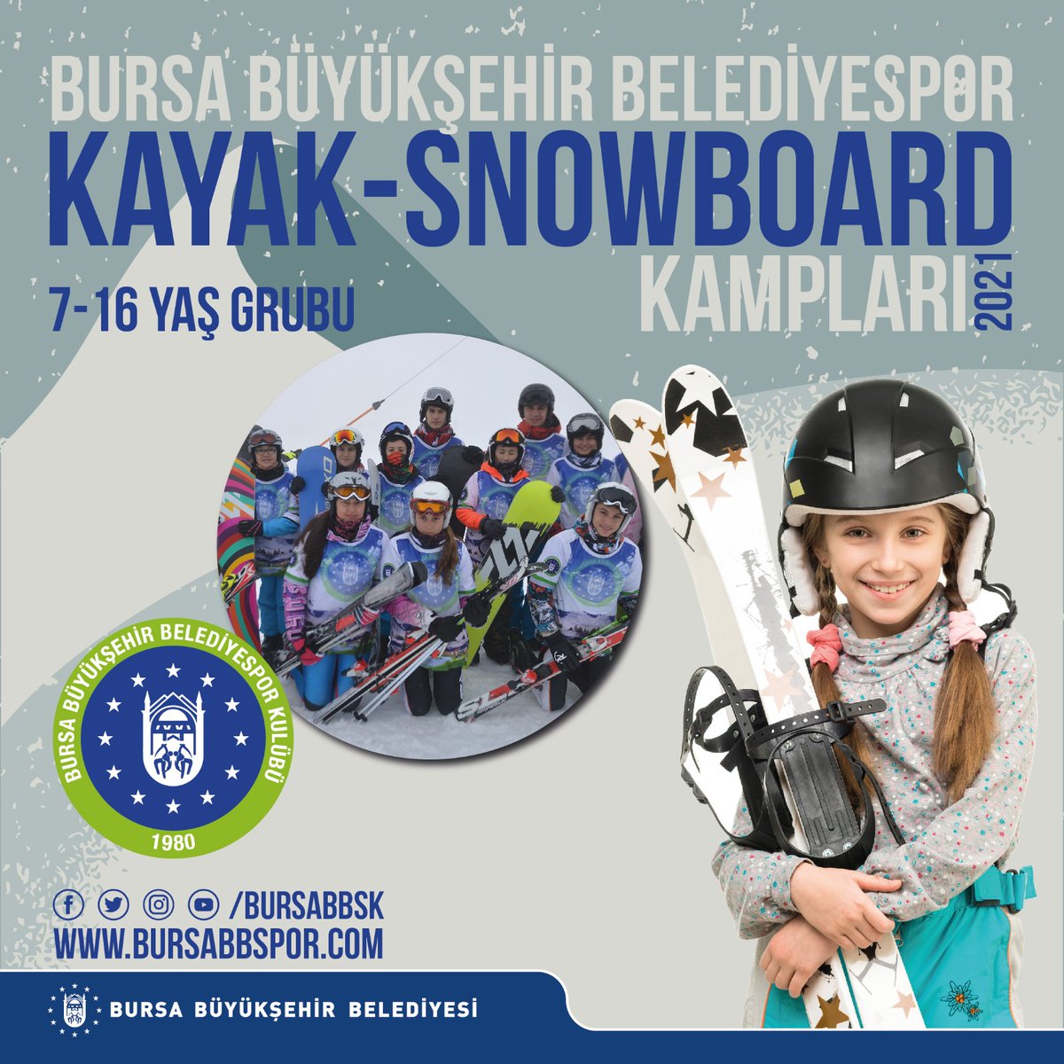 "Haydi Çocuklar Uludağ'a"
Bursa Büyükşehir Belediyespor Kayak-Snowboard Kampları 23 Ocak'da başlıyor.
Ayrıntılı Bilgi İçin
👇👇👇
bursabbspor.com
0224 716 15 55