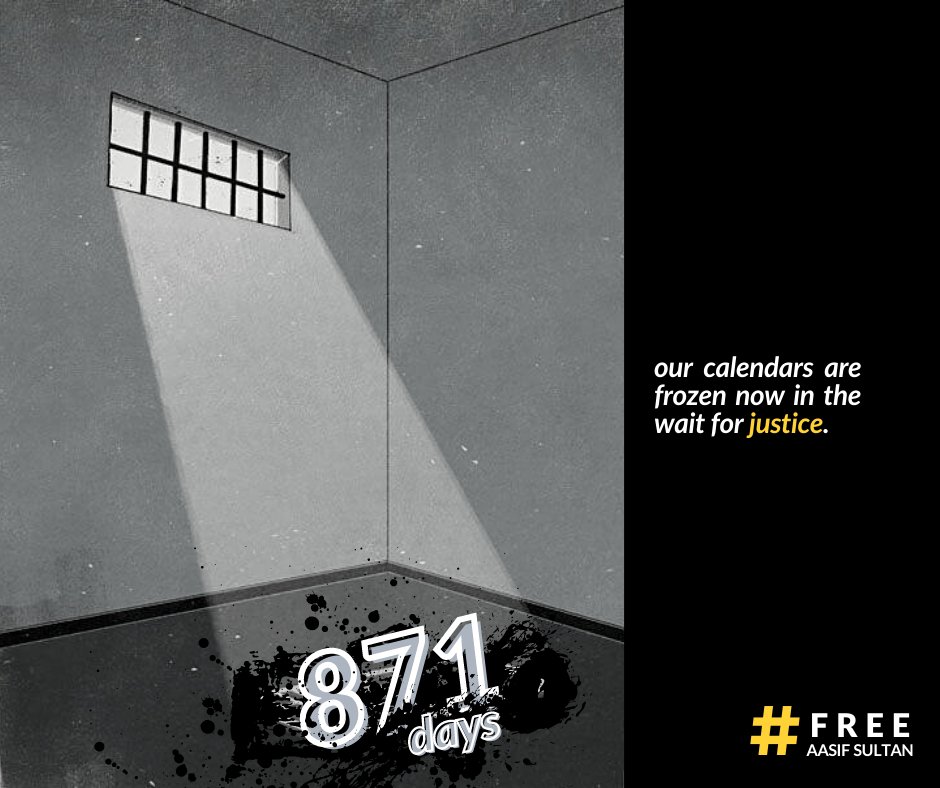 871 days of Aasif Sultan's unjust, illegal incarceration. The wait for justice has been so long that our calendars are frozen now. We request you all to break your silence and join us in demanding #FreeAasifSultan because #JournalismIsNotACrime.
