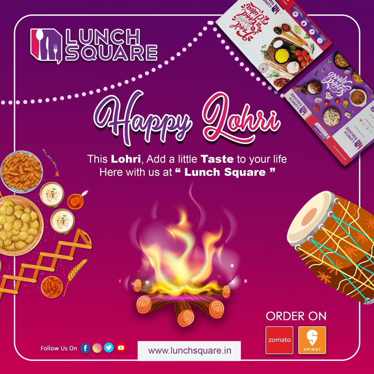 LunchSquare's tweet photo. hope life is filled with the sweetness of jaggery this year. Wish you a wonderful Lohri! 

#bestrestaurantinbbsr #odishafoodbloggers #lunchsquare #gloriouscaterers #onlinefooddelivery #onlinefoodordering #foodie #vegthali #nonvegthali https://t.co/9F6mRUp7GV