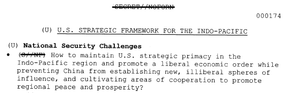 The White House just declassified its Asia strategy (or "framework"). Let's talk about the details. A thread:1) In my view, the initial framing is wrong. The strategy aims "to maintain U.S. strategic primacy in the Indo-Pacific." But is primacy realistic? Or sensible?