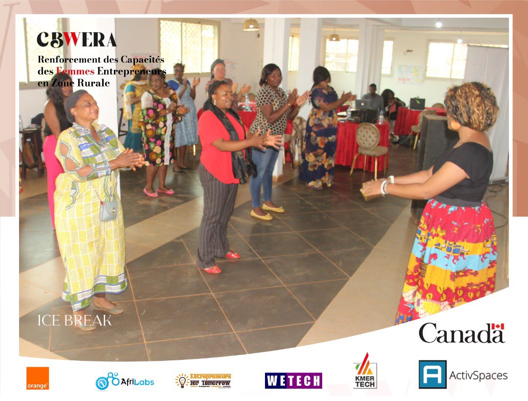 ActivSpaces's tweet photo. Troisième jour de formation du programme #CBWERA à Bangangté , nous avons débuté la journée par un #Icebreaker avec @MarchesdElodie pour réveiller un peu les participantes. Le programme de la journée prévoit du marketing digital avec la formation en ligne #BoostAvecFacebook. https://t.co/RtBf34wReN