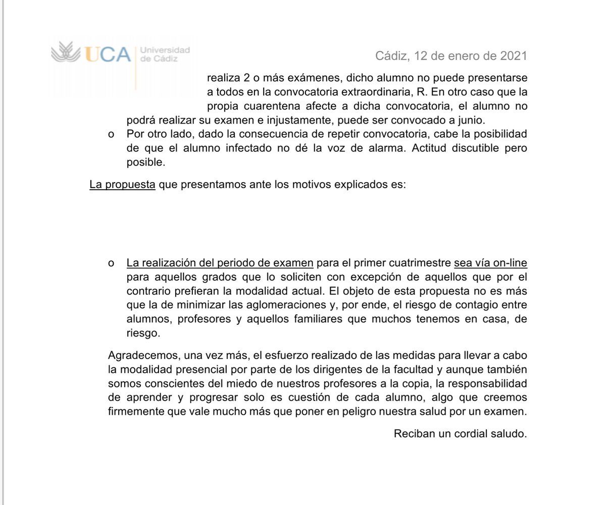 AlarmaUca's tweet photo. Sumamos a los alumnos de cuarto de biotecnología. #AlarmaUca #ExamenesOnlineEspana https://t.co/r6uzZyI8hS