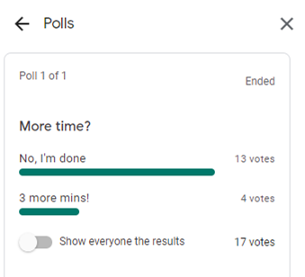 MarshallMFL's tweet photo. Google Meet tip of the day: use the poll function for flexibility in timing of student activities - it's a nice way of 'reading the room' while learning remotely. #edtech https://t.co/qfDC4PuIJA