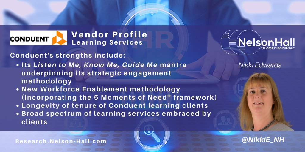 NikkiE_NH's tweet photo. The #NelsonHall #LearningServices2020 vendor profile of @Conduent available: https://t.co/IviSfeRjJJ. 2021 plans: #WorkforceEnablement, #Learning #Tech roadmap, new learning and #HR services (#SupplierManagement). #LnD #Development #Upskilling #Reskilling #FutureOfWork @NHInsight https://t.co/Edka9UgHRg