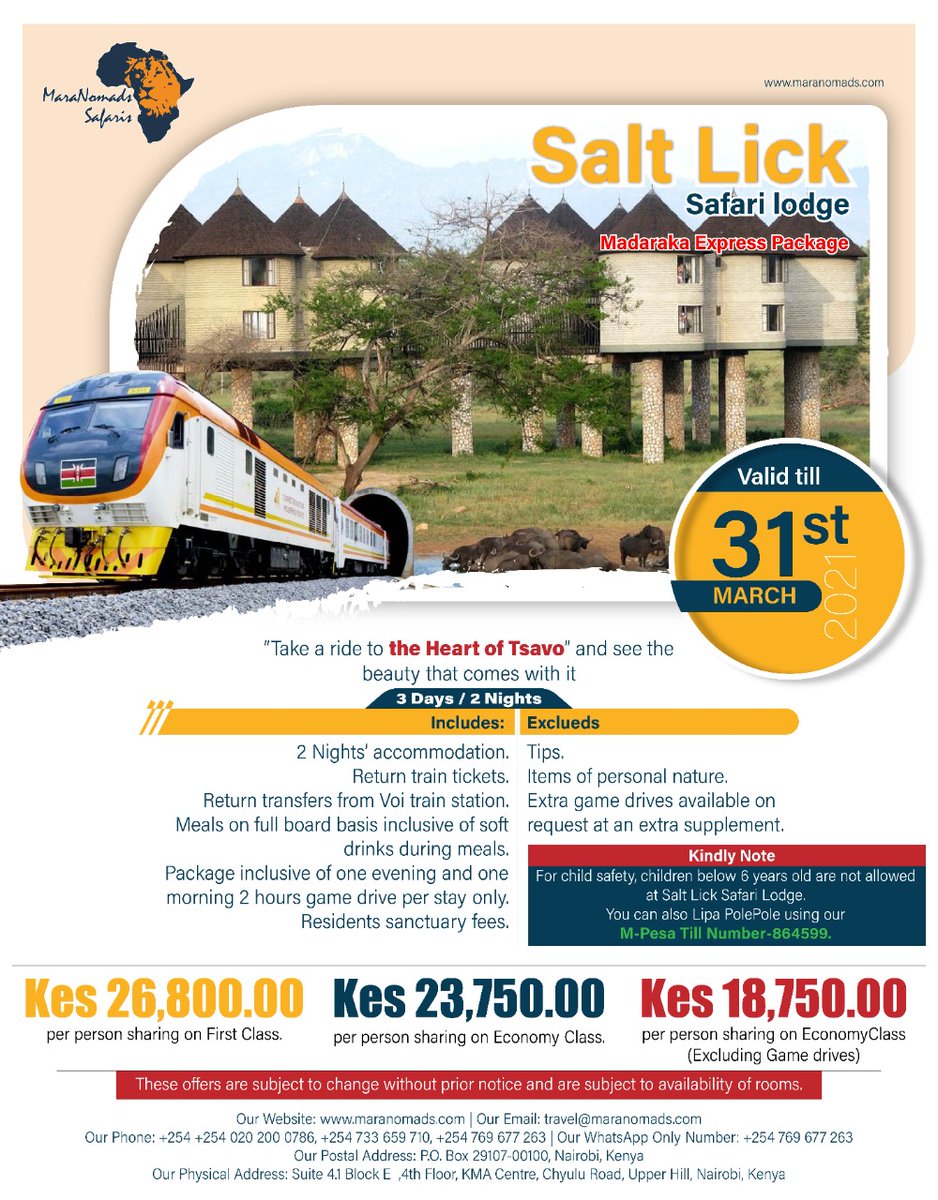 MaraNomads's tweet photo. Remember the famous Lion brothers- The Man Eaters of Tsavo? Rumors has it their ancestors still roam the Tsavo plains today.

#GetNomadic with us on a mystical journey aboard the Madaraka Express SGR to The Heart of Tsavo @saltlicksafarilodge for an epic 2 nights stay. https://t.co/f3BPli0nhu