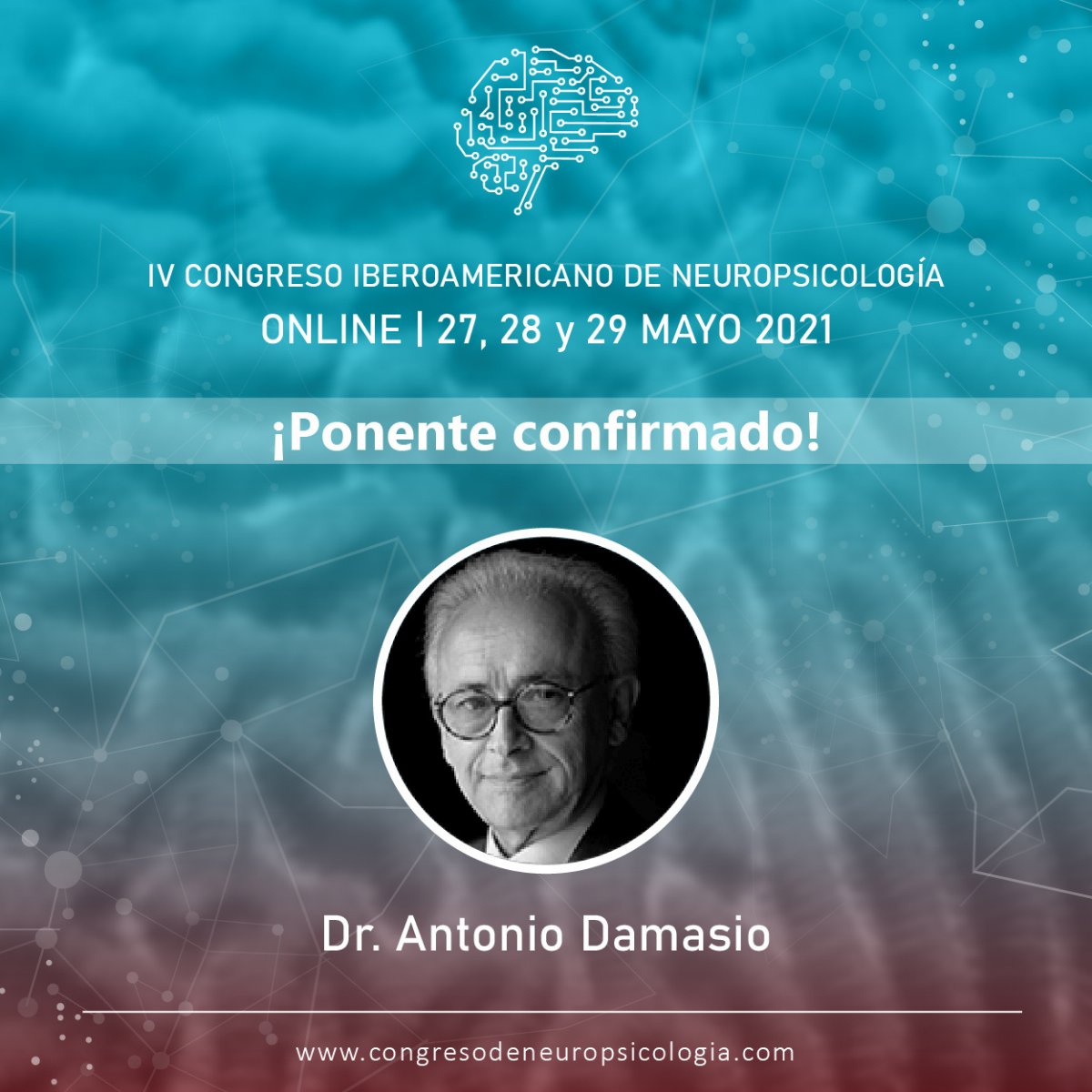 IVCongresoIber1's tweet photo. ✅ Antonio Damasio, uno de los científicos más citados en el mundo, estará presente en el IV Congreso Iberoamericano de Neuropsicología. 

#damasio #antoniodamasio #Neuropsicología #Neurología #neurociencia #psicologia #cin21

Descúbrelo aquí ⬇️ https://t.co/JIuSOOo1Fa