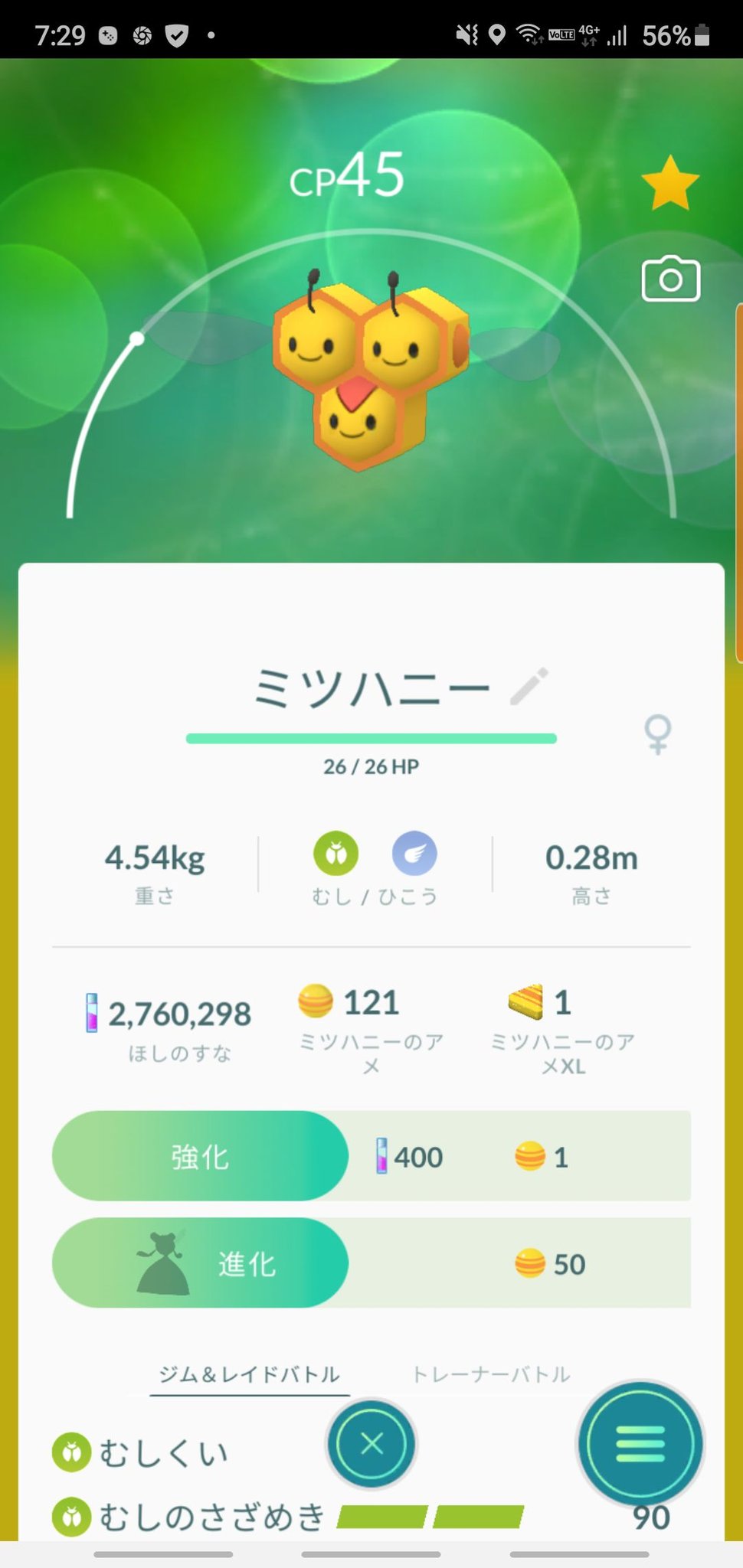 Earlymaiden ポケモンgo ミツハニー メス ミツハニーのメスゲッツしました 珍しいって聞いてたので嬉しいです あとで進化させてビークインにしよう T Co Qbmmrekszt Twitter